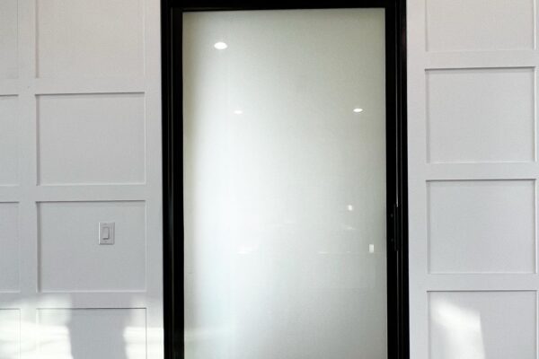 frosted glass pivot door