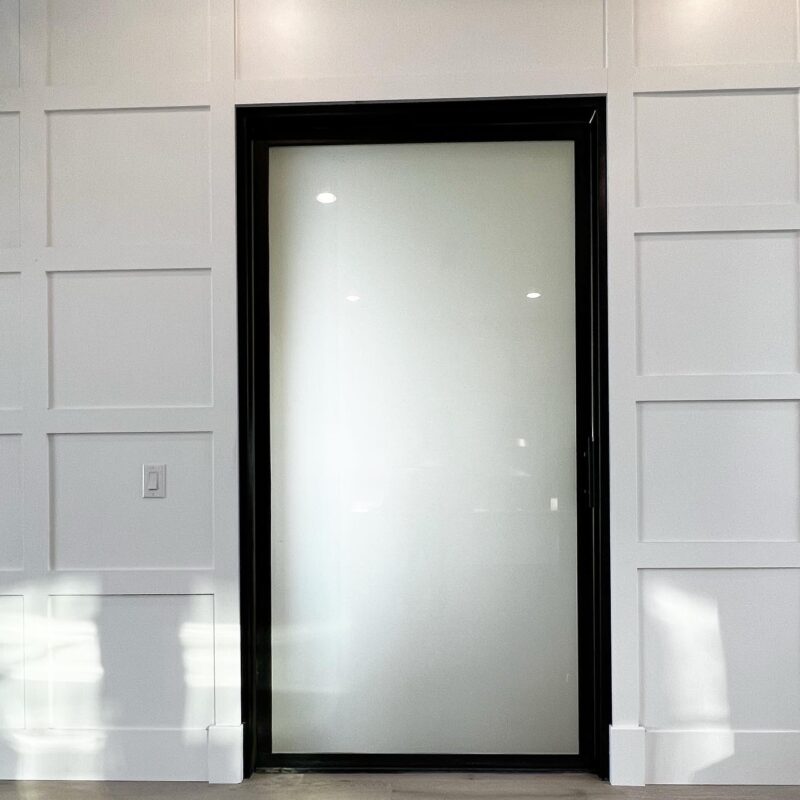 frosted glass pivot door