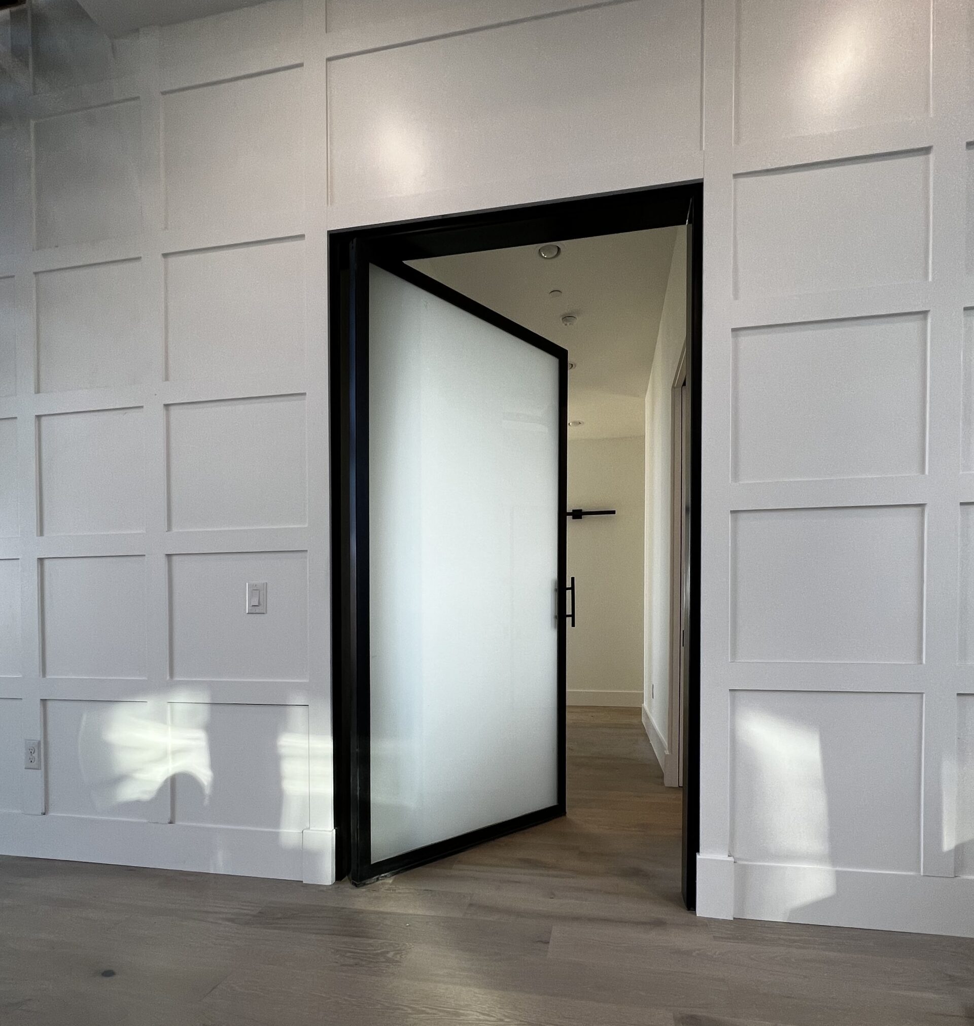 frosted glass pivot door