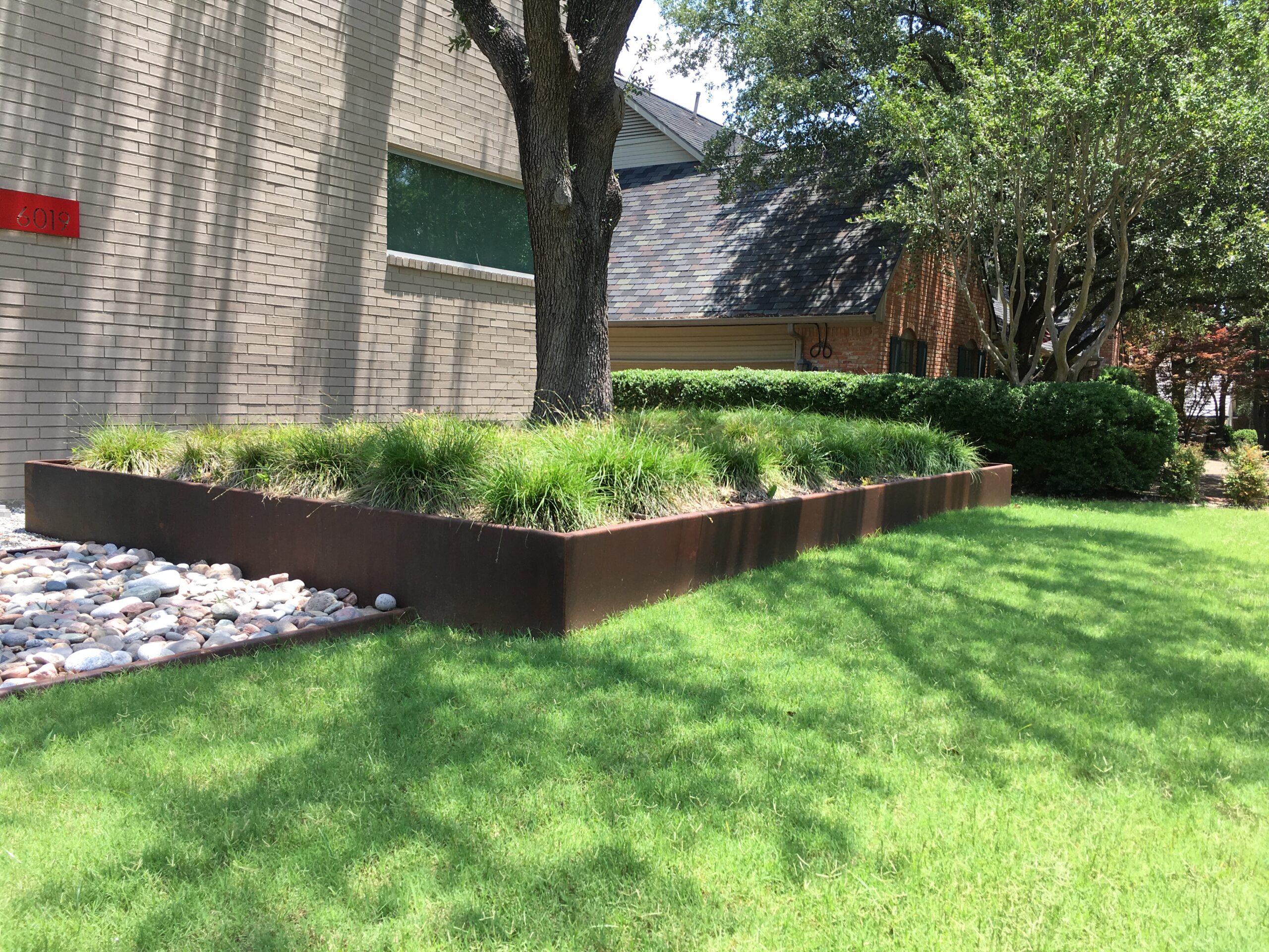 metal planter bed in tree